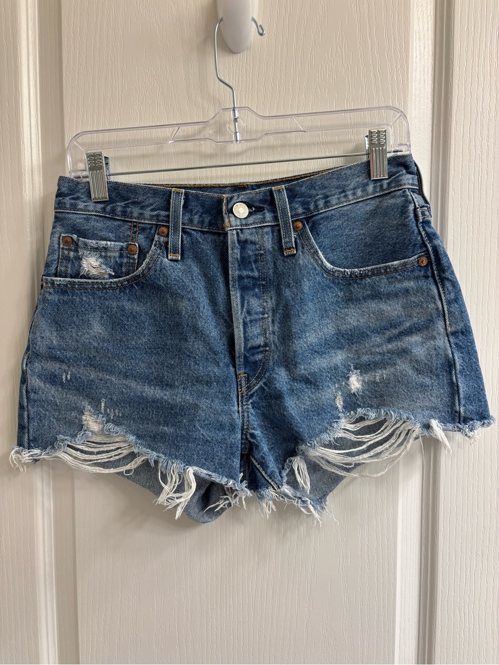 Levi’s 501 Button Fly Cut-Off Denim Shorts, Size W28